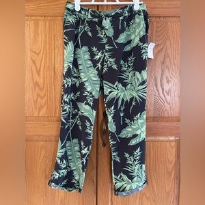 Leaf Print Black Pants